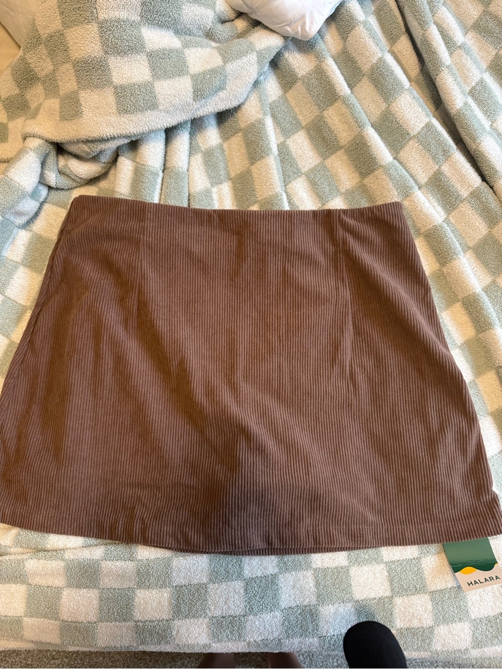 HALARA Brown Corduroy Mini Skirt